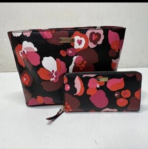 Kate Spade-2pc Grant Street Wonder Floral Tote Bag & Neda Zip Long Wallet ❤️🩷